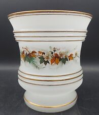 CACHE POT VERRE DEPOLI EMAILLE COMME 1 OPALINE STYLE NAPOLEON III XXème H18 D17