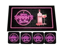 Tapis De Bar Personnalisé Rose - Sous-Verres - Accessoires De Bar À Gin Rose