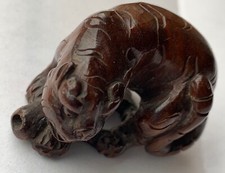 Fabulous Japanese carved wooden tiger netsuke