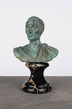Statue buste romain de Jules César (bronze vert) - Made in Europe (4,3 po/11 cm)