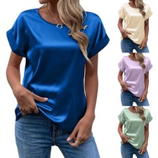 Tunique Unie En Satin De Soie Pour Femme - Chemisier Court Et Ample /