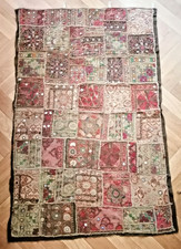 superbe ancienne tenture murale patchwork brodé Indian Rajasthan