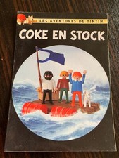 CARTE POSTALE 15X10 TINTIN HOMMAGE A HERGE PARODIQUE COKE EN STOCK PLAYMOBIL