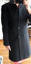 Manteau noir CAROLL 40 revers col gris avec cachemire