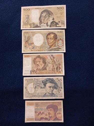 Billets francs usagés - billets,