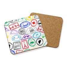 TAMPONS DE PASSEPORT SOUS VERRE EN LIÈGE CARRE - Aventure De Voyage Vacances