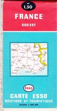 Carte France du sud-est Esso ancienne.