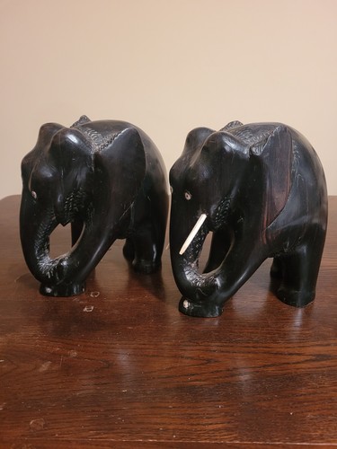 Paire éléphants bois - d'éléphants, en