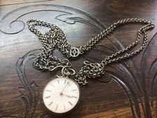 Montre à Gousset Argent Massif Napoléon III XIXè avec chatelaine