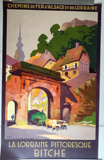 affiche ancienne - BITCHE  - Chemin de fer d'Alsace et de Loraine  Julien Lacaze