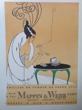 Gazette du Bon Ton Belle gravure Art Deco Fumeur Grand Luxe Mappin & Webb Mode