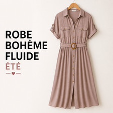 Robe chemise femme midi été - femme,