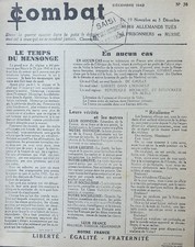 JOURNAL TRACT RESISTANT FFI LIBÉRATION FTP COMBAT PRESSE CLANDESTINE WWII WW2