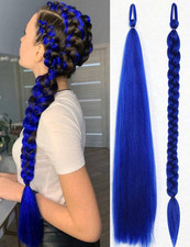 5x Paquet De Rajout Bleu Foncé Synthétique Longue Tresse Cheveux A Tressée 70cm