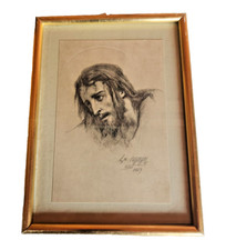 CADRE STATION GRAVURE CHEMIN DE CROIX JESUS  SIGNEE HIPPOLYTE LAZERGES 1869