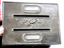 ?? ANCIENNE GRANDE BOITE COFFRET LETTRE COURRIER MESSAGES BOIS FER FORGE