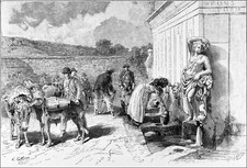 SARDAIGNE - SASSARI : LA FONTAINE du ROSELLO (Fontana di Rosello) - Gravure 19e