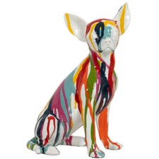 Chihuahua en résine multicolore 26 cm