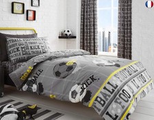 Bedlam - Housse de Couette Football Gris - 200 x 200 cm - 2 Taies d'oreiller -