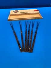 LE CREUSET COFFRET BOIS 6 FOURCHETTES À FONDUE BOURGUIGNONNE VINTAGE 70 TTBE