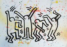 SPACO signed DANCE danse Haring tableau pop STREET ART graffe pochoir keith