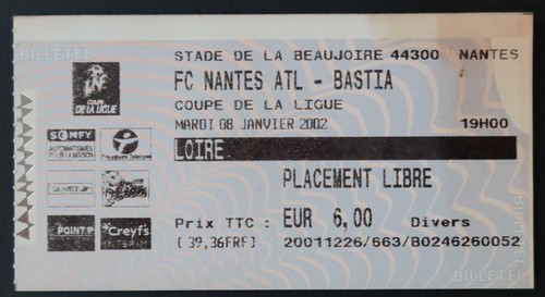 Ticket match nantes bastia - nantes,