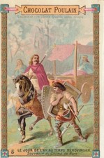 chromo poulain / n° 5 -  le jour de l'an au temps mérovingien