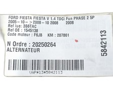 Alternateur 1545138 Ford FIESTA V