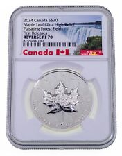 2024 Canada S $20 Argent Érable Feuille Pulsatoire Forêt Haut Relief Marche PF70