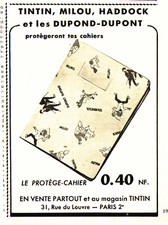 publicité  PROTEGE-CAHIER  " TINTIN "    1961   ( 1 )