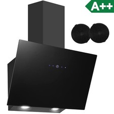 Hotte Aspirante de Cuisine Inclinée Murale 60cm 550m³/h LED Cheminée Inox Acier