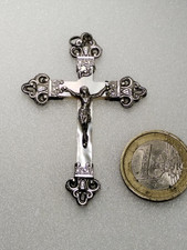 Superbe croix pendentif ancienne argent massif et nacre