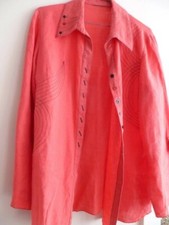 VESTE ROUGE EN LIN LONGUE 42