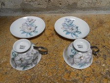 2 Superbes Tasses à thé  Chocolat Porcelaine et soucoupes motifs Floral marquées