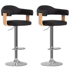 Lot de 2 Tabourets de Bar Chaises Pub Noir Bois Courbé et Similicuir vidaXL
