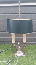 ANCIENNE LAMPE BOUILLOTTE , BRONZE ARGENTÉ,STYLE LOUIS PHILIPPE,AUGUSTE MOURIER.