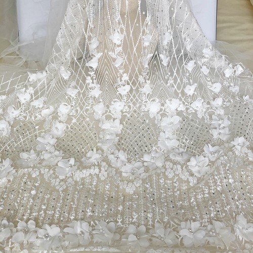 Ivoire perlé dentelle tissu - ivoire,