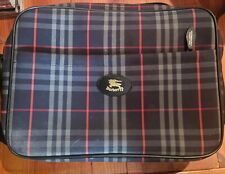 Sac bandoulière messager BURBERRY vintage bleu marine toile/cuir