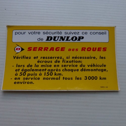 Ancien autocollant dunlop - :,
