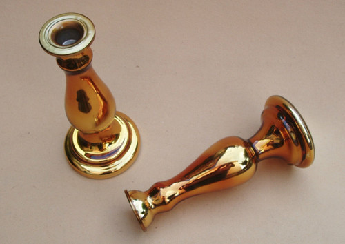 Paire bougeoirs églomisés - bougeoirs,
