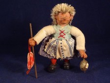 Ancien jouet figurine BD Peter Mecki Autriche 1950 bergère hérisson TBE cloche