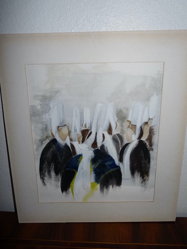 Superbe ancienne gouache - , avec