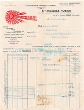 Facture   1943  ETS JACQUES ROSIER CHAPEAUX DE SOLEIL A AGEN - M. MILOU A TRI
