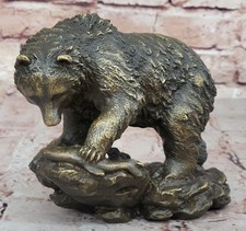 Noir Ours Marron Ours Bronze Art Sculpture Statue de Collection Figurine Dec