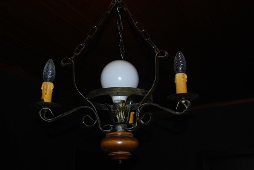 Lustre fer forgé - forgé, bois
