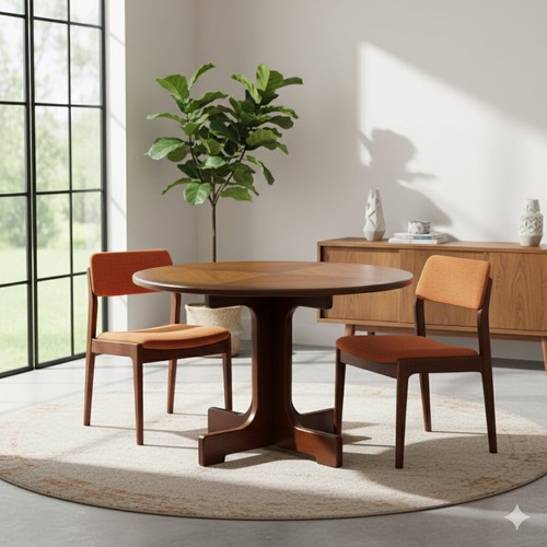 Table ronde vintage plaquée - vintage,