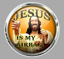 JESUS IS MY AIRBAG 9CM HUMOUR