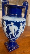 Grand vase Camille Tharaud signé forme amphore Porcelaine de Limoges bleue