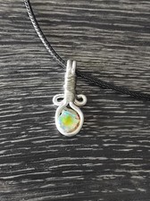 Pendentif Opale Éthiopienne Semi Polie Et Fil Argenté- Bijoux Neuf Manufacturé 