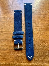 Bracelet de montre bleu foncé façon daim 18mm neuf